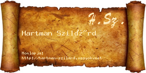 Hartman Szilárd névjegykártya